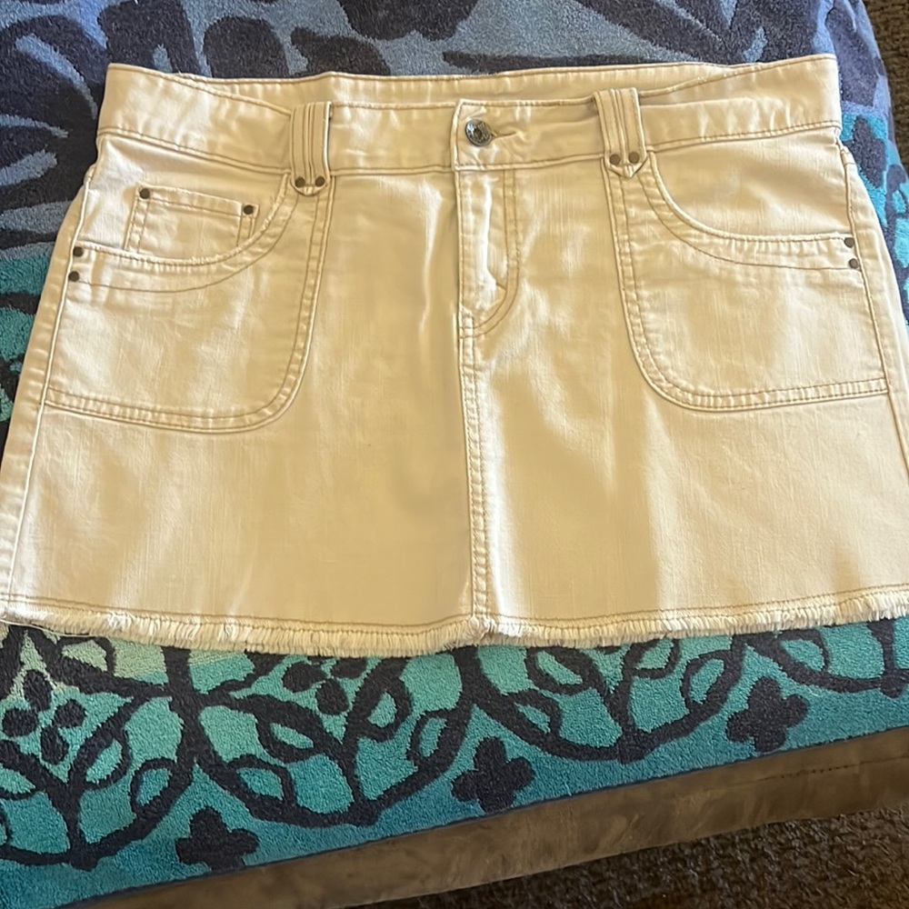 Mini jean skirt.